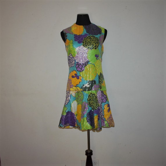 Vintage 1960's Bob Bugnand Floral Sequin dress