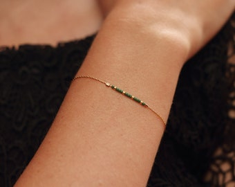 Bracelet minimaliste en or gold filled / Bracelet bohème plaqué or/ Bracelet délicat miyuki/ Stacking bracelet