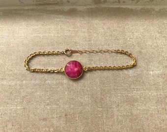Bohemian Ruby Bracelet / Gold filled bracelet / Minimalist jewels / Bohemian jewels