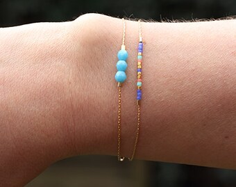 Set of two Bohemian bracelets in Gold filled / Gold filled bracelets / Delicate jewels / Minimalist jewels