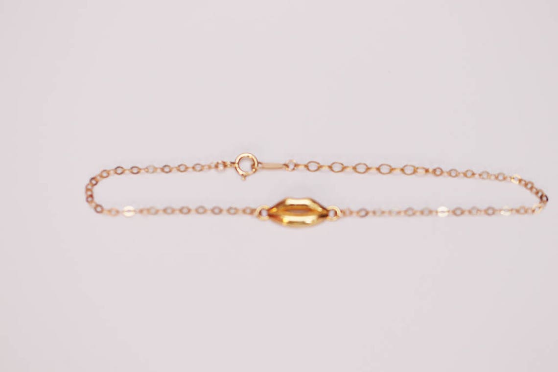 Lips Bracelet in Gold Filled / Gold Filled Bracelet / Etsy