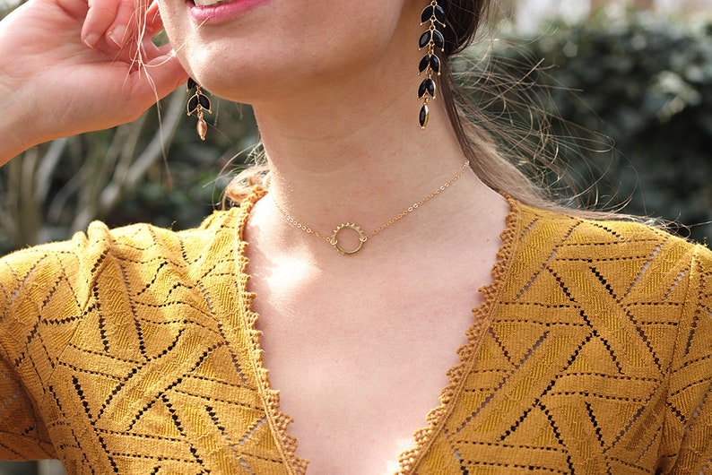 Two Bohemian necklaces in Gold plated / Gold silver necklace / Gold Choker / Moon necklace image 5