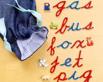 Montessori CVC Word Objects with Moveable Alphabet, Preschool Phonics Toy
