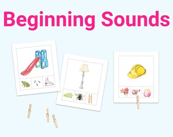 Beginning Sounds Clip Cards - Montessori Language Cards Printable - Phonemic Awareness - Phonetic Sound Matching Game - Initial Sound PDF
