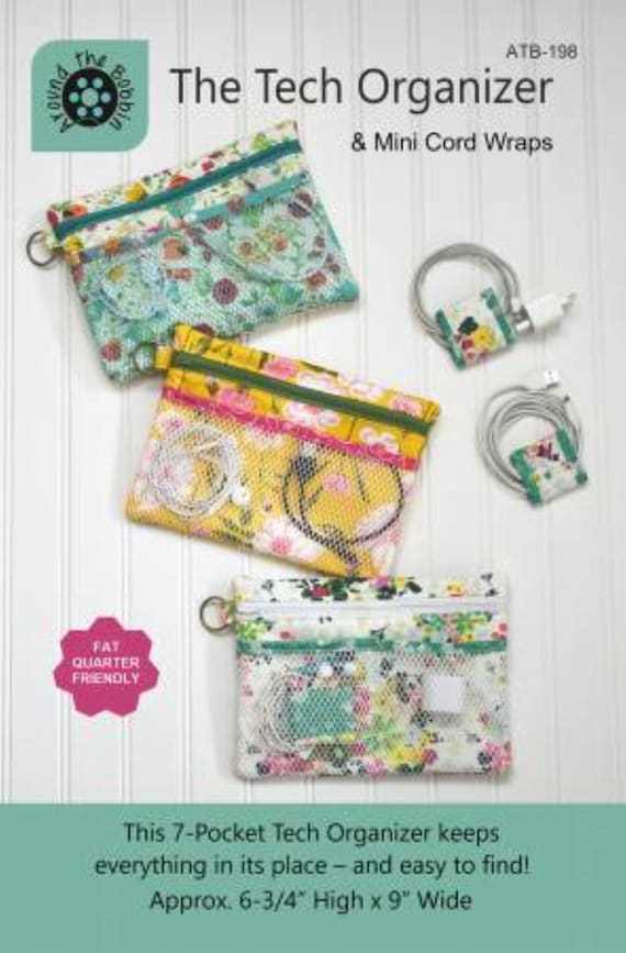 The Tech Organizer Pattern & Mini Cord Wraps by Around the Bobbin