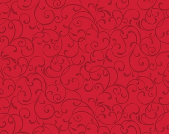 A Botanical Season Scroll Red 13466-10 by Jackie Robinson for Benartex Fabrics