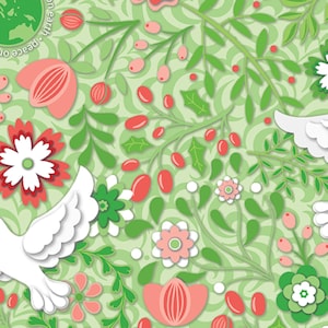 Peace on Earth White Doves on Lime Green 13662-40 by Amanda Murphy for Benartex Fabrics
