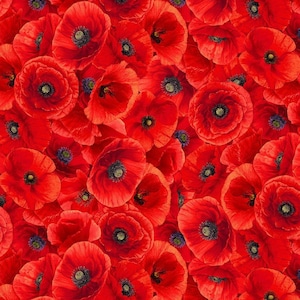 Sunset Poppies Packed Poppies 2524-Red by Chong A Hwang for Timeless Treasures