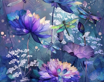 Dragonfly Mist Panel CD3891-Multi From Timeless Treasures Fabrics