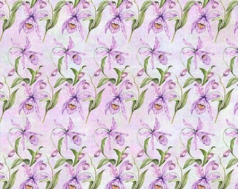 Botanical Lavender Orchids 5BL-1 By Jason Yenter for In The Beginning Fabrics
