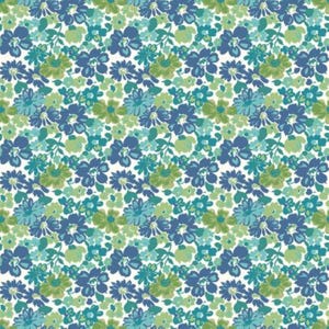 Tela Bee Vintage, estampado floral Mildred C13070R-Azul de Lori Holt para Riley Blake Fabrics
