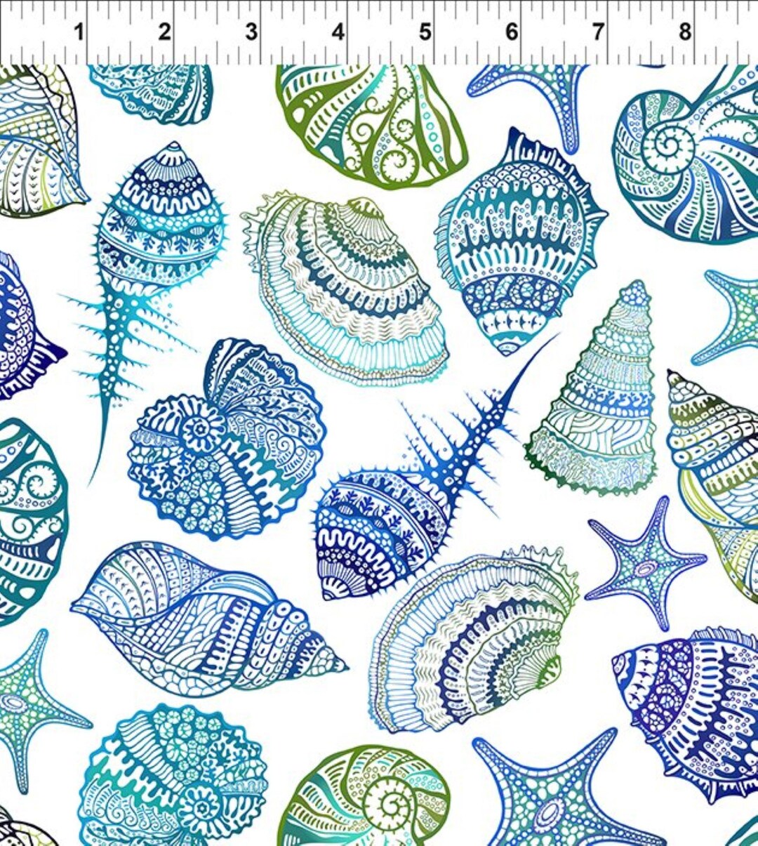 Ocean Shell Textiles Wonders of the Ocean Shell Fabric 5WO-1 by Jason Yenter of in the ...