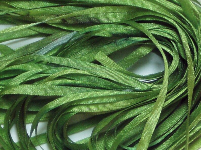 Grass green 8 hand dyed silk ribbon for embroidery  etsy Grass green 8 hand dyed silk ribbon for embroidery  etsy