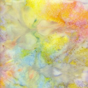 Island Batik Moonstone Batik.  Mottles colors of peach, pink, sunshine, light teal, lavender and pale green.
