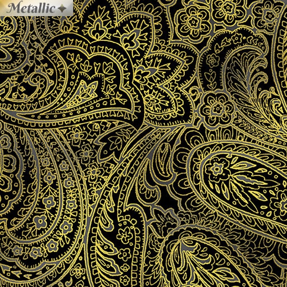 Radiant Paisley Black/gold by Benartex Fabrics 9747M-12 - Etsy