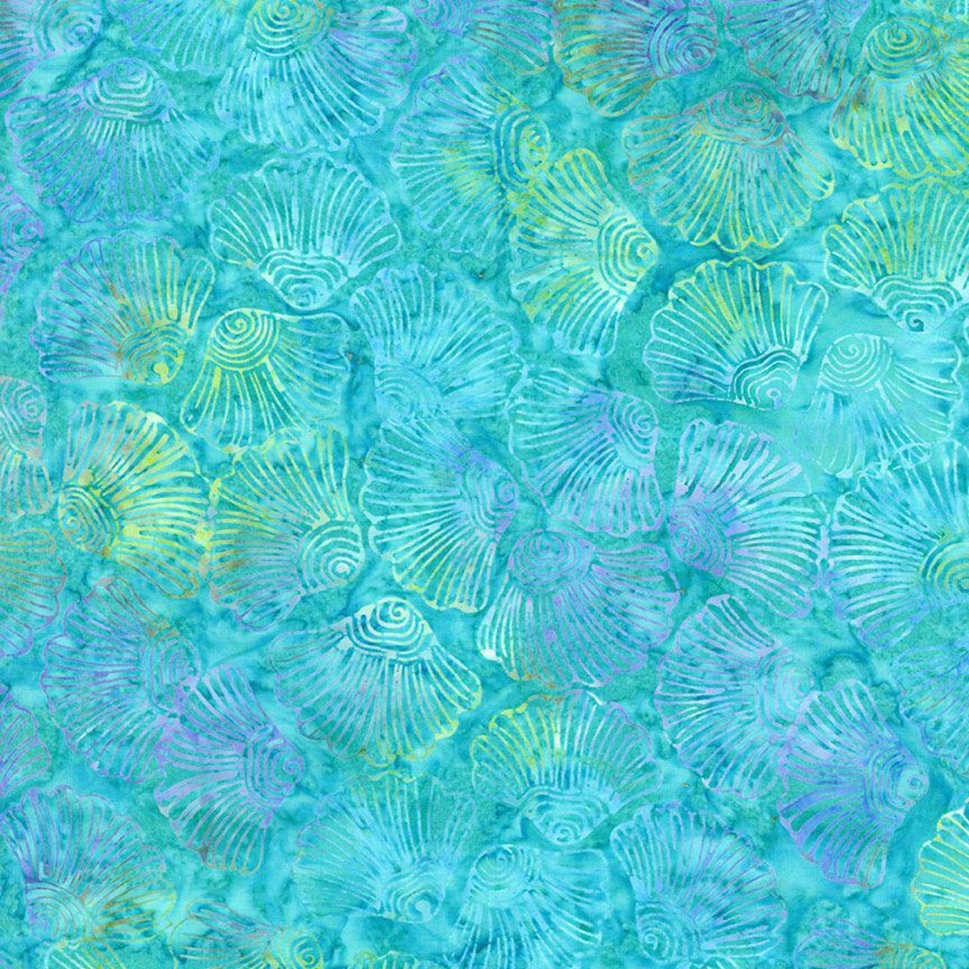 Tonga Splash Batik 1063-aruba Shell Petals Design on Aqua From Timeless ...