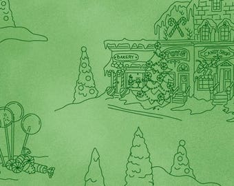 Green Toile Cotton Print