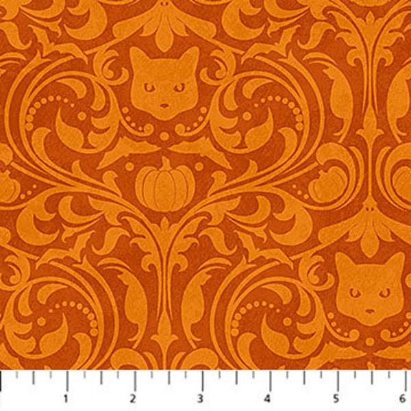 Orange Damask Fabric Etsy
