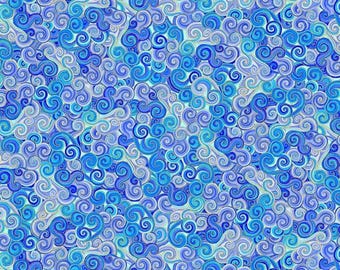 Escapade Blue Metallic Scroll Fabric CM3800-Purple by Chong A Hwang for Timeless Treasures Fabrics