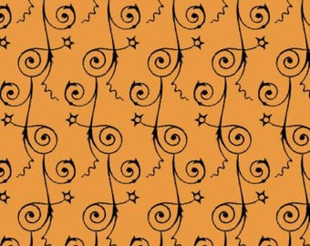 Queen of We&#39;en Starry Night Black Stars on Orange 13169R-Orange by J Wecker Frisch for Riley Blake Fabrics