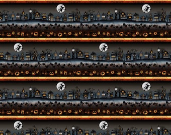 Halloween Ball Large Scale Stripe 3054-99 by Color Principle for Henry Glass Fabrics