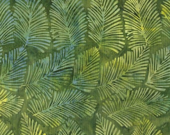 Turtle Cove Traditional Batik Fern Leaf Block Print in Green 112414660 From Island Batiks