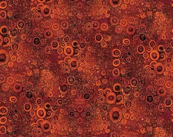 Wings of Gold Klimt Inspired Circles on Red Background 2611-Red by Chong A Hwang for Timeless Treasures Fabrics