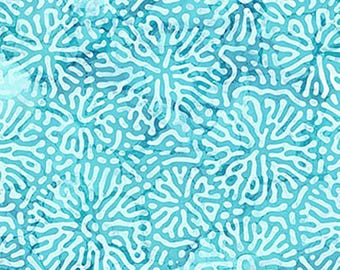Tela estampada de coral azul: Northcott DP28127-42, algodón para acolchado.