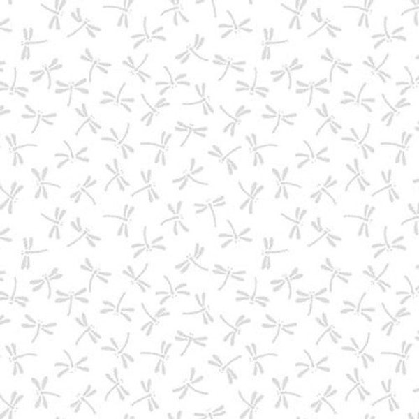 Morning Mist White on White Dragonflies 2633-01W from Blank Fabrics