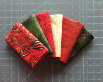 Shimmer Christmas Fat Quarter Bundle of 6 From Timeless Treasures Fabrics