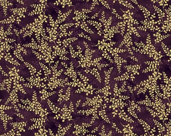 Blue Jay Song Gold Metallic Leaves on Rust Textures Background W5356 ...