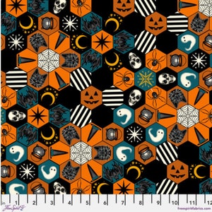 Storybook Halloween Hexi Cheater PWRH-multi by Rachel Hauer for Free Spirit Fabrics