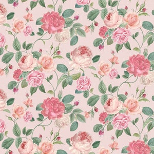 Jardin Roses Bouquets on Pale Pink Background 2563-Pink by Timeless Treasures Fabrics