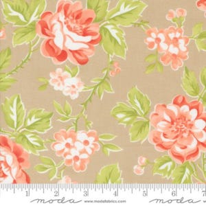 Peach Roses Cotton Fabric: Jelly & Jam by Fig Tree Co