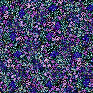 Floral luminoso con mariposas sobre fondo negro CM2983-Negro de Chong A Hwang para Timeless Treasures imagen 3