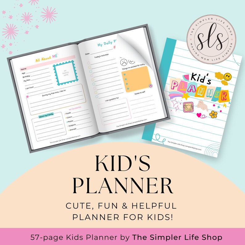 Kids Daily Planner, School Homeschool Planner, Printable Planner Bundle