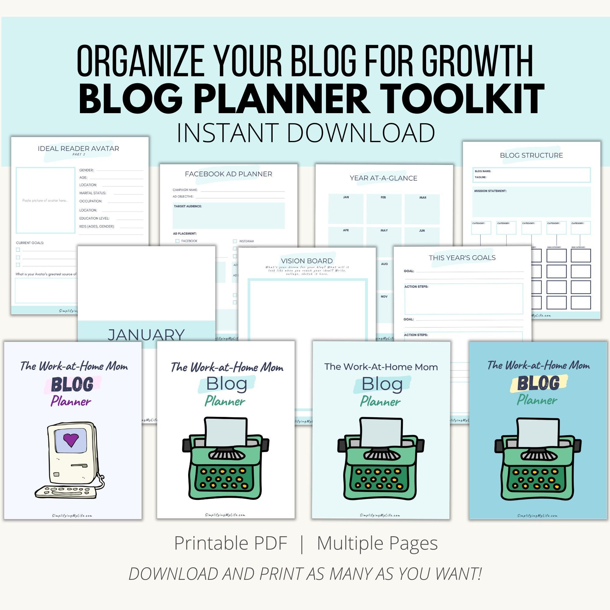 Editable Blog Planner, Blogging Toolkit, Printable Blog Workbook ...