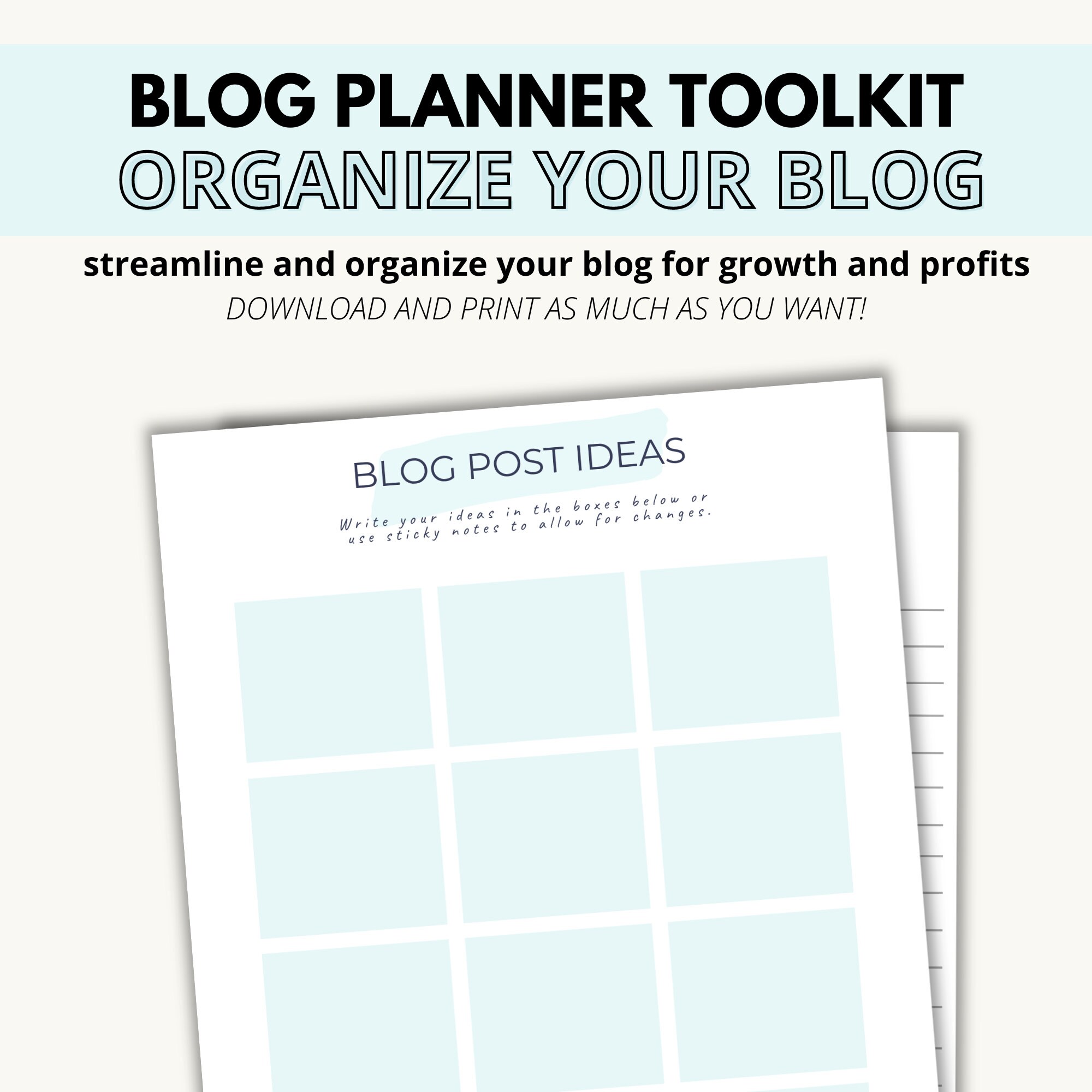 Editable Blog Planner, Blogging Toolkit, Printable Blog Workbook ...