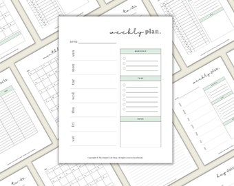 2023 Monthly Planner, Green Weekly Planner, Daily Planner, Planner set,  Printable Planner, PDF, Instant Download