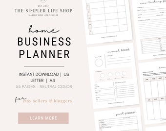 Blogger Business Planner | Etsy Store Printable Planner | Online Business Planner | Monthly Planner | Home Business Planner Printable| Tan
