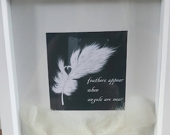 Feathers appear when angels are near memory/memorial frame