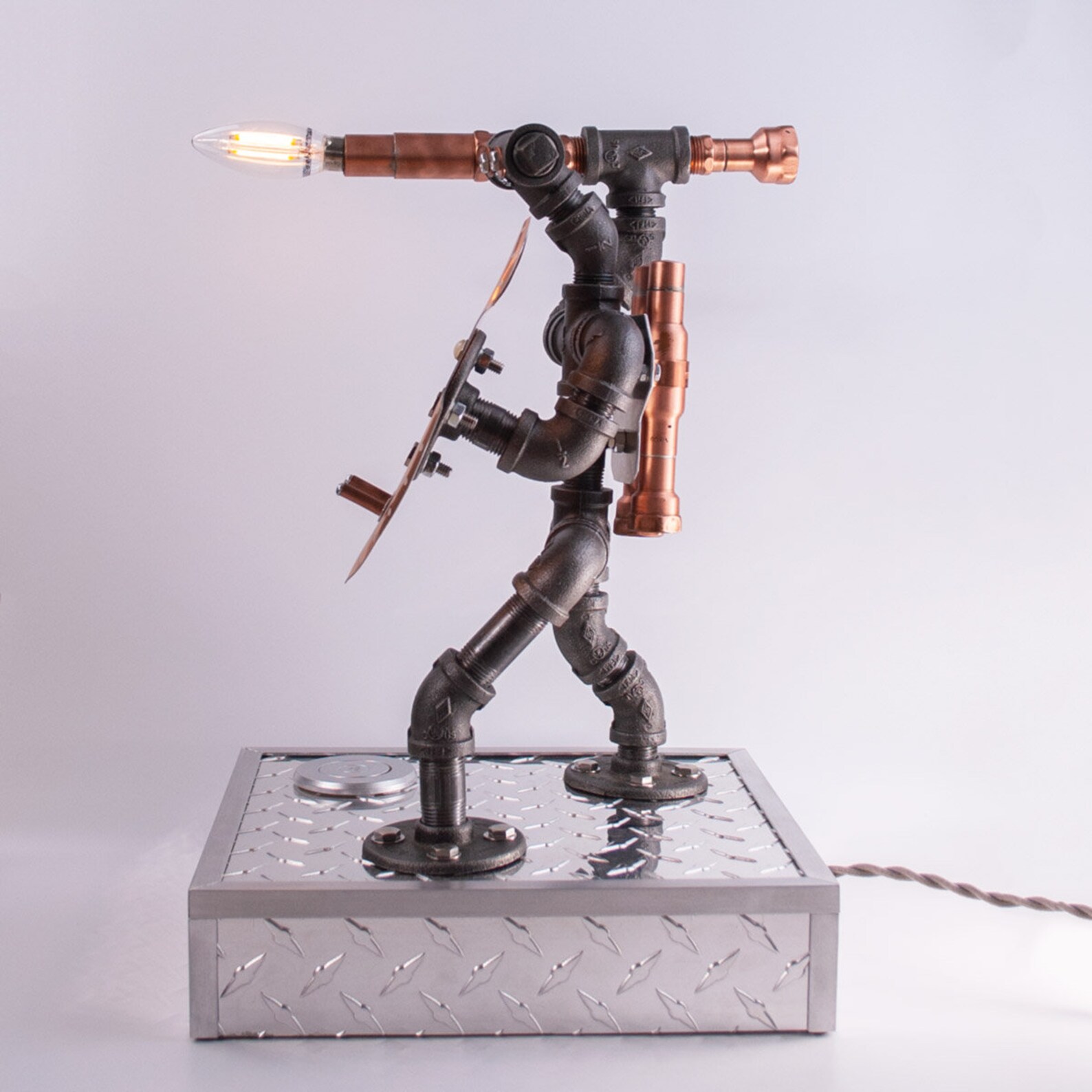TouchEnabled Black Iron Pipe Man Lamp with USB Il Guardiano Etsy