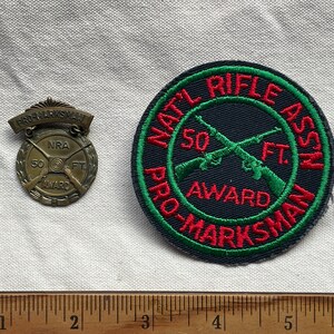 NRA Pro-Marksman 3&quot; Patch & Medal 50 ft Award UNUSED Vintage 70&#39;s - 80&#39;s