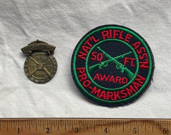 NRA Pro-Marksman 3" Patch & Medal 50 ft Award UNUSED Vintage 70's - 80's