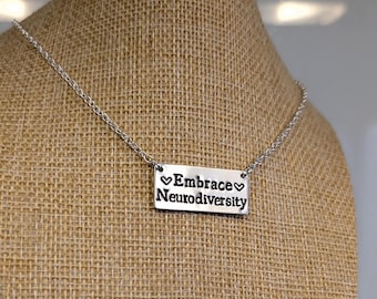 Halskette zur Stärkung der Neurodiversität – Handgefertigter Schmuck – Geschenk für Menschen mit Autismus, ADHS, Autismus, Neurodiversität und psychische Gesundheit