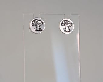 Mushroom Earrings ~ Fungi, Toadstool, Cottagecore Earrings | Nature Earrings | Hand Stamped Stud Earrings | Minimalist Earrings | Jewellery