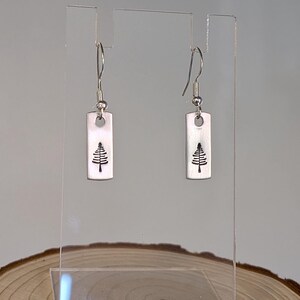 Tree dangly/drop earrings ~ Hand Stamped earrings ~ Nature earrings, Minimalist earrings, Evergreen earrings, Pine tree ~ Jewellery gift