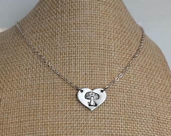 Mushroom Hand Stamped Pendant Necklace | Magical, Toadstool, Cottagecore, Fairycore, Fungi, Witch Jewelry Gift