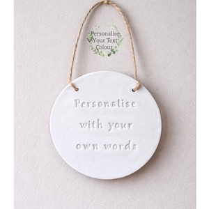 Gepersonaliseerde kleiplaat ~ Wanddecoratie, Muurdecoratie, Bord op maat, Plaat met betekenisvolle quote, Wandplaat in cottagecore-stijl, Landelijke decoratie