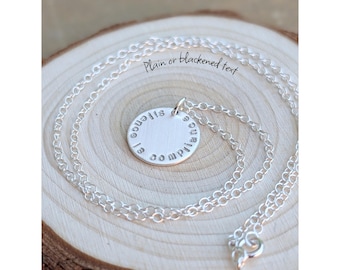 Sterling Silver 'Silence is Compliance' Hand Stamped Pendant | Social Justice, Empowerment, Human Rights, Feminist, Resist, Protest Necklace